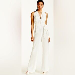 Halter Crepe and Lace Jumpsuit - David’s Bridal